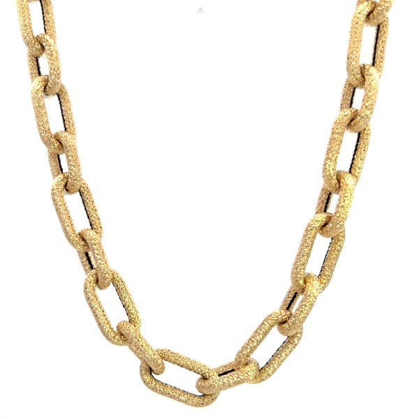14K Yellow Gold Diamond Cut Semi-Solid Oval Link Chain 18 Inches