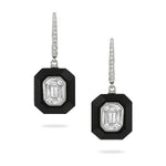 Load image into Gallery viewer, 18K White Gold Black Onyx And Diamond Earrings
