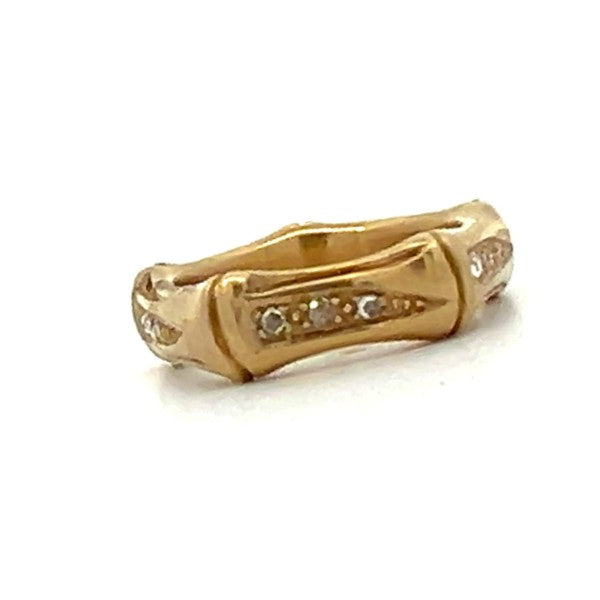 18K Yellow Gold Bamboo Diamond Ring - FINAL SALE