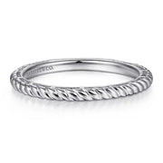 14K White Gold Twisted Rope Stackable Ring