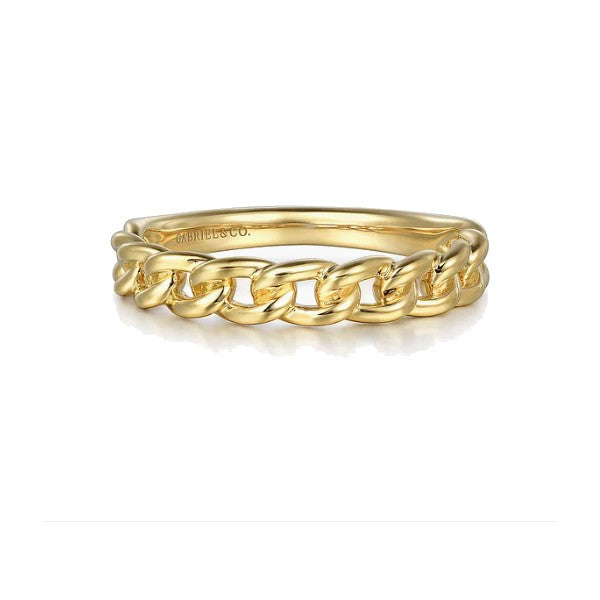 14K Yellow Gold Cuban Link Stackable Ring