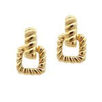 Load image into Gallery viewer, 18K Yellow Gold Twisted Rope Double Convertible Square Dangle Earring