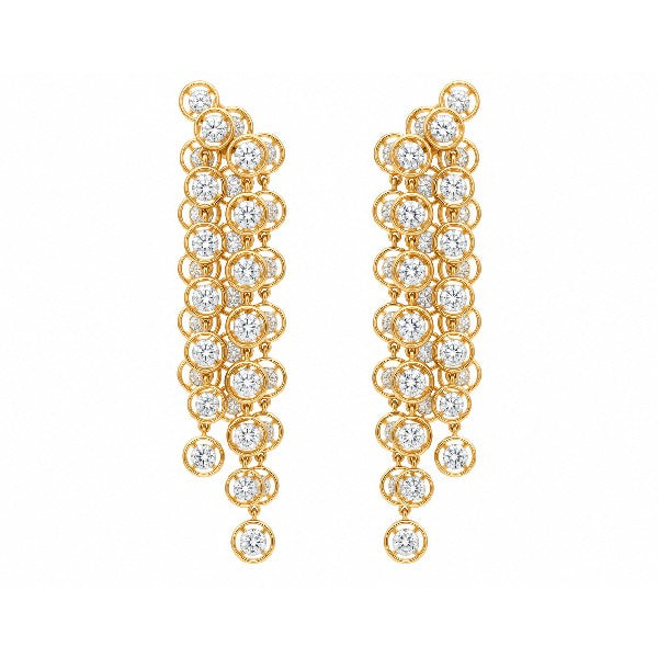 18K Yellow Gold Cascading Diamond Chandelier Earrings