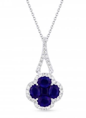 Sapphire and Diamond Clover Necklace