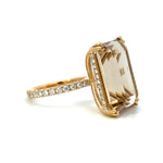 Load image into Gallery viewer, 18K Yellow Gold Light Smoky Quartz and Diamond Fashion Ring