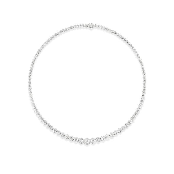 18K White Gold Diamond Tennis Necklace