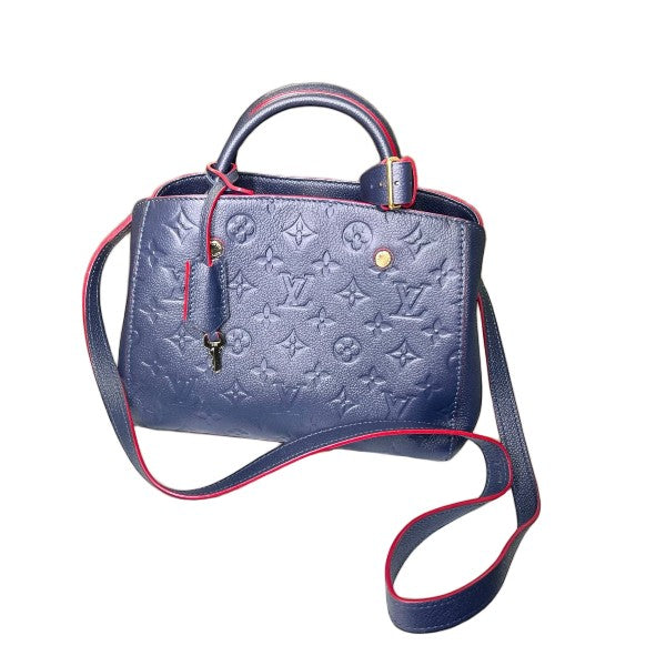 Certified Authentic Pre-Owned LOUIS VUITTON Montaigne Navy Empriente Leather Two-Way Tote