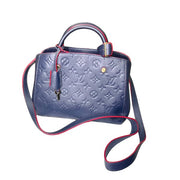 Certified Authentic Pre-Owned LOUIS VUITTON Montaigne Navy Empriente Leather Two-Way Tote