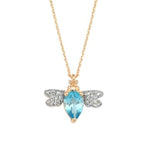 Load image into Gallery viewer, Honey Bee Blue Topaz and Diamond Necklace
