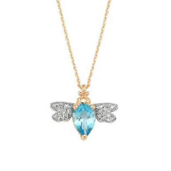 Honey Bee Blue Topaz and Diamond Necklace