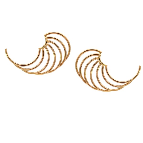 14K Yellow Gold Fan Earrings