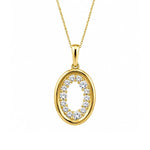 Load image into Gallery viewer, 14K Yellow Gold Open Framed Oval Diamond Pendant Necklace
