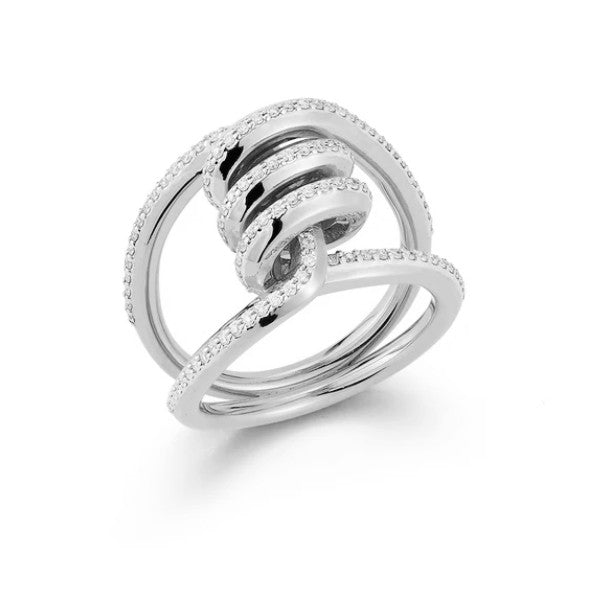 WALTERS FAITH Huxley 18K White Gold and Diamond Single Coil Link Ring