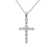 14K White Gold Diamond Cross Pendant