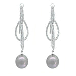 Load image into Gallery viewer, 18K White Gold Tahitian Gray Pearl and Diamond Earrings
