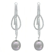 MASTOLONI 18K White Gold Tahitian Gray Pearl and Diamond Earrings