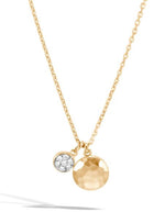 Load image into Gallery viewer, Dot Hammered Yellow Gold &amp; Diamond Charm Pendant Necklace