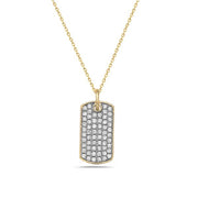 14K Yellow Gold Diamond ID Tag Necklace
