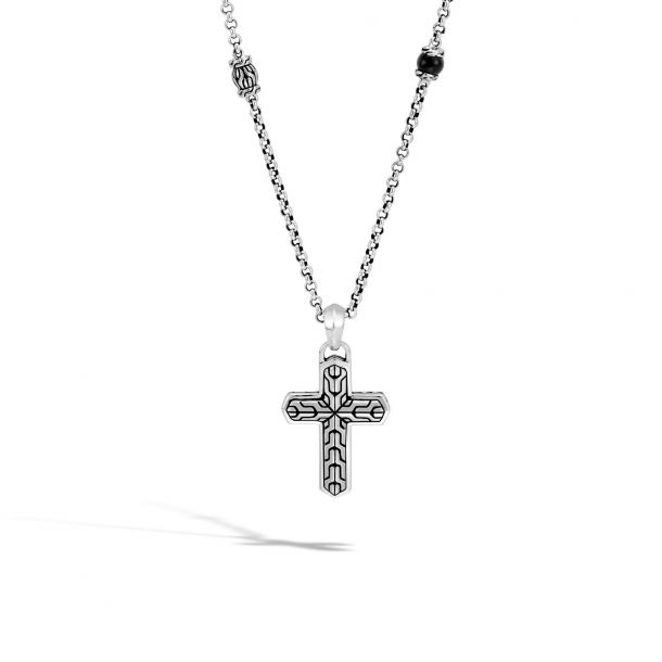 JOHN HARDY Men's Carved Chain Cross Pendant With Onyx Beads