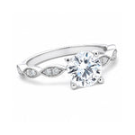 Load image into Gallery viewer, 18K White Gold Diamond Engagement Ring With Marquise Accented Band