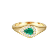 14K Yellow Gold Emerald & Diamond Ring