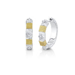 Load image into Gallery viewer, SLOANE STREET Sterling Silver and 18K Yellow Gold Diamond Hoop Earrings