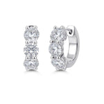 Load image into Gallery viewer, 18K White Gold Huggie Hoop Diamond Earrings