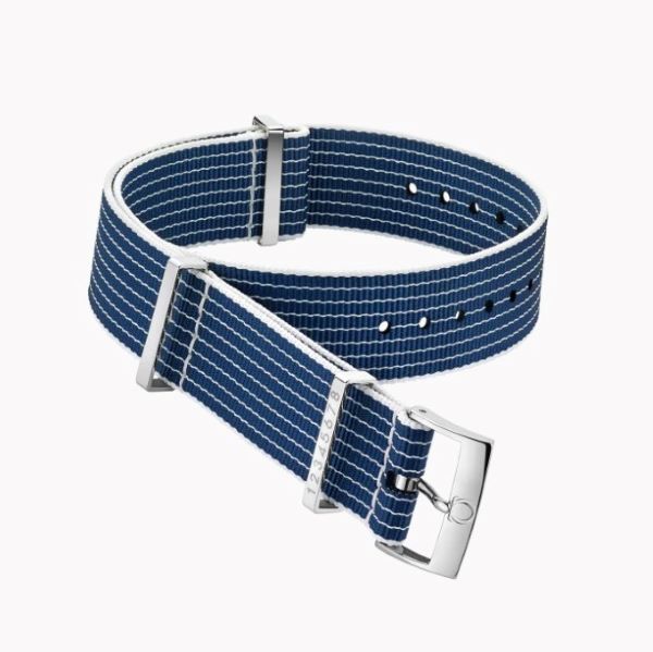 OMEGA NATO Strap Striped Blue and White Racetrack-Style 19-20mm