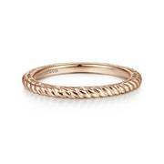 14K Yellow Gold Twisted Rope Stackable Ring