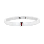 Load image into Gallery viewer, ROBERTO DEMEGLIO Pura Ruby &amp; Diamond Stretch Bracelet in White Ceramic &amp; White Gold
