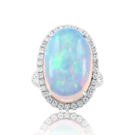 Load image into Gallery viewer, 14K White Gold Opal Halo Cocktail Ring