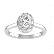 14K White Gold Halo Diamond Engagement Ring