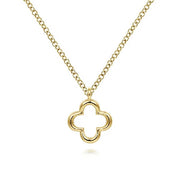 14K Yellow Gold Open Clover Pendant Necklace