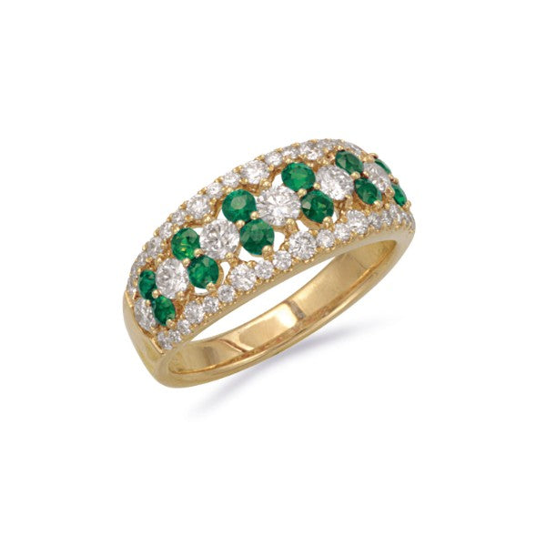 14K Yellow Gold Emerald & Diamond Ring