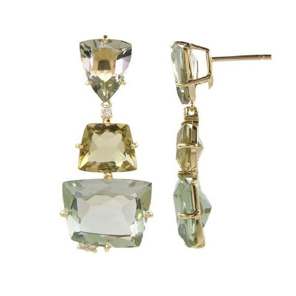 VIANNA Prasiolite, Olive Quartz, and Diamond Earrings