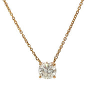 14K Yellow Gold Diamond Solitaire Necklace