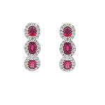 Load image into Gallery viewer, 18K White Gold Ruby and Diamond Halo Earrings