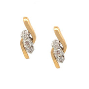 14K Yellow Gold Diamond Bypass Earrings ESTATE