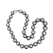 14K White Gold Tahitian Pearl Necklace with Diamond Clasp