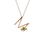 Load image into Gallery viewer, Letter M Gold Peridot and Diamond Necklace

