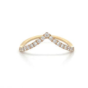 14K Yellow Gold Diamond Chevron Band