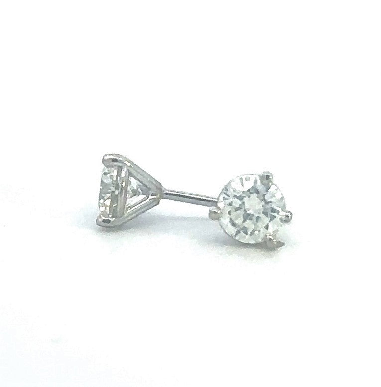 14K White Gold Natural Diamond Studs 0.85cttw