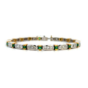18K White and Yellow Gold Emerald and Diamond Tennis Bracelet - FINAL SALE