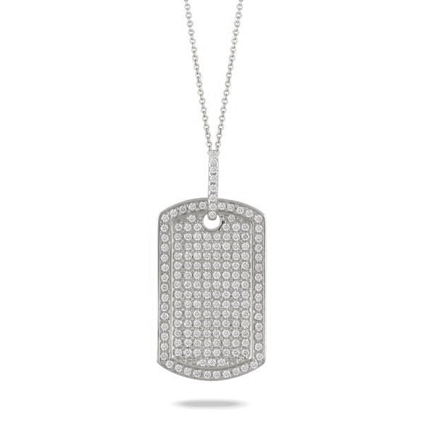 White Gold Diamond Dog Tag