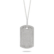 White Gold Diamond Dog Tag