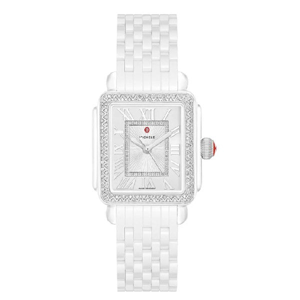 MICHELE Deco Madison White Ceramic Diamond Watch - FINAL SALE