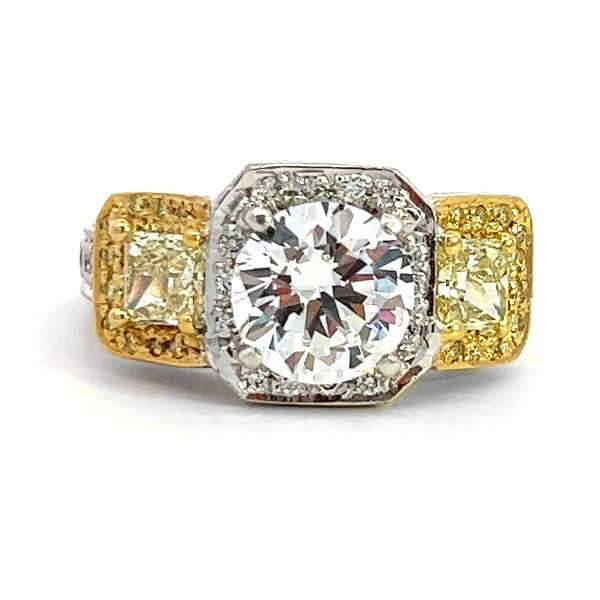 3-Stone Halo Diamond Ring