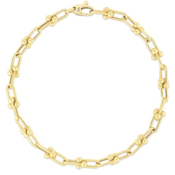 14K Yellow Gold Semi-Solid U-Link Chain Necklace 18 Inches