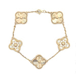 Load image into Gallery viewer, 14K Yellow Gold Diamond Clover Bracelet
