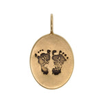 Load image into Gallery viewer, HEATHER B MOORE  14K Yellow Gold Baby&#39;s Footprints Oval Charm
